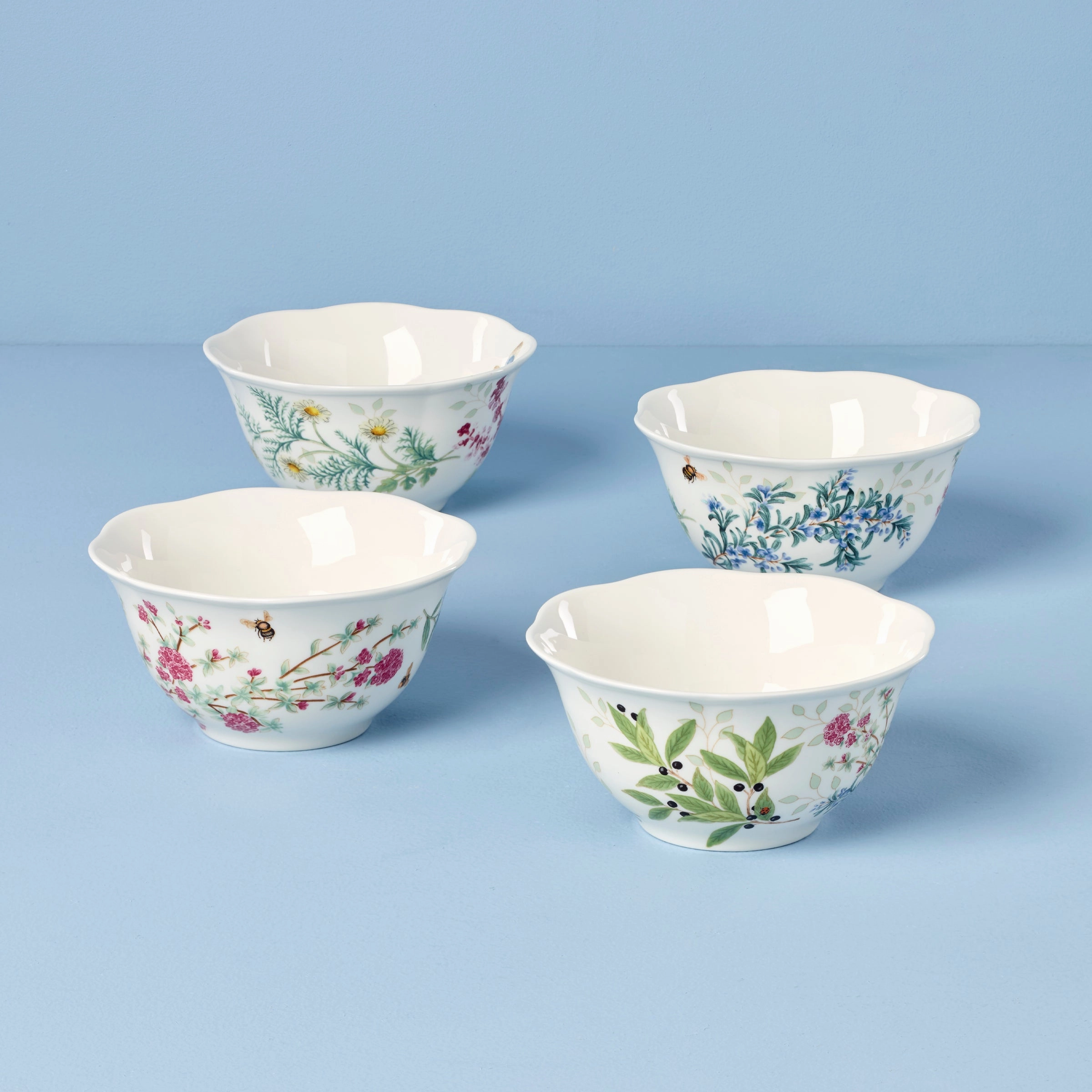Butterfly Meadow Herbs Rice Bowls - Set of 4