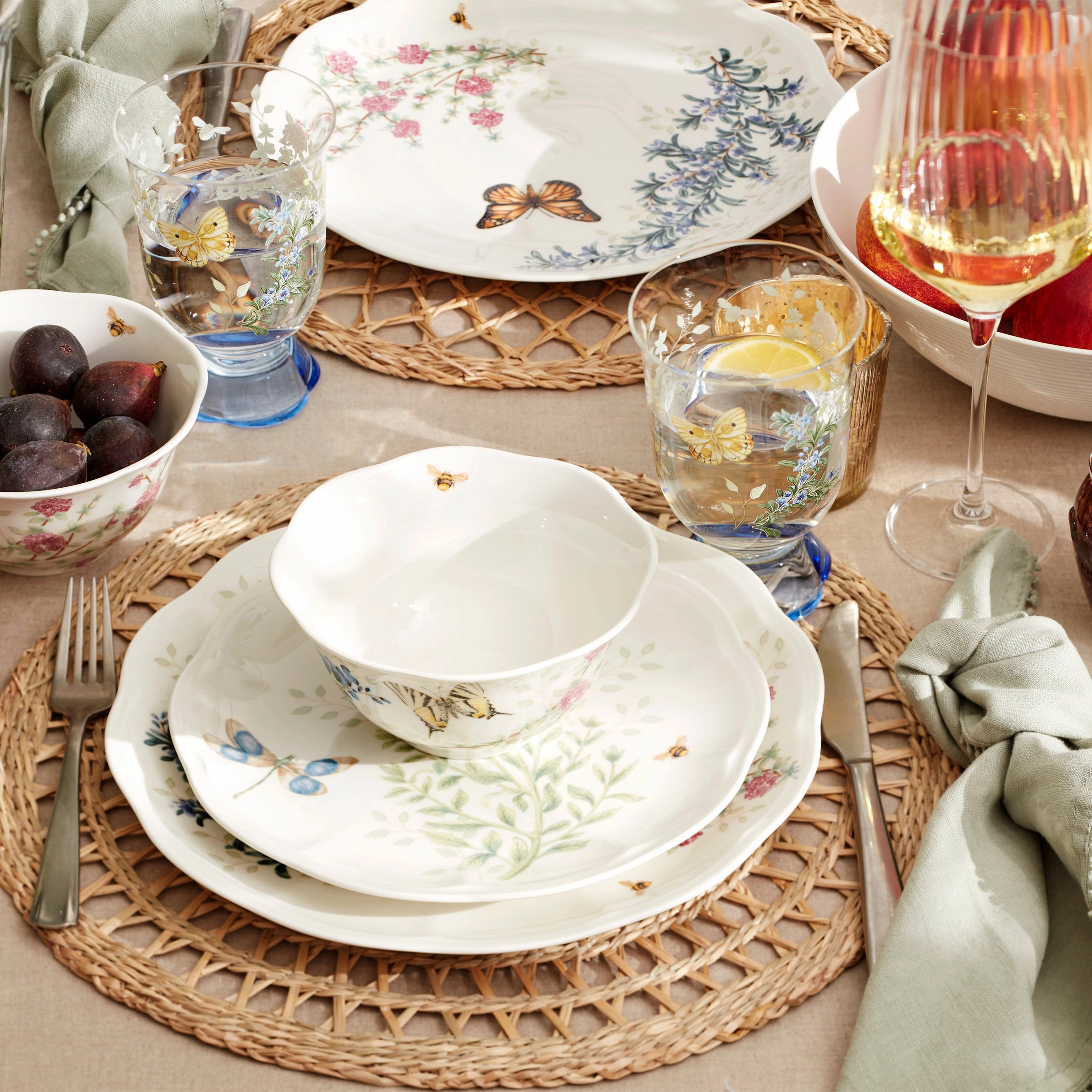 Butterfly Meadow Herbs Rice Bowls - Set of 4