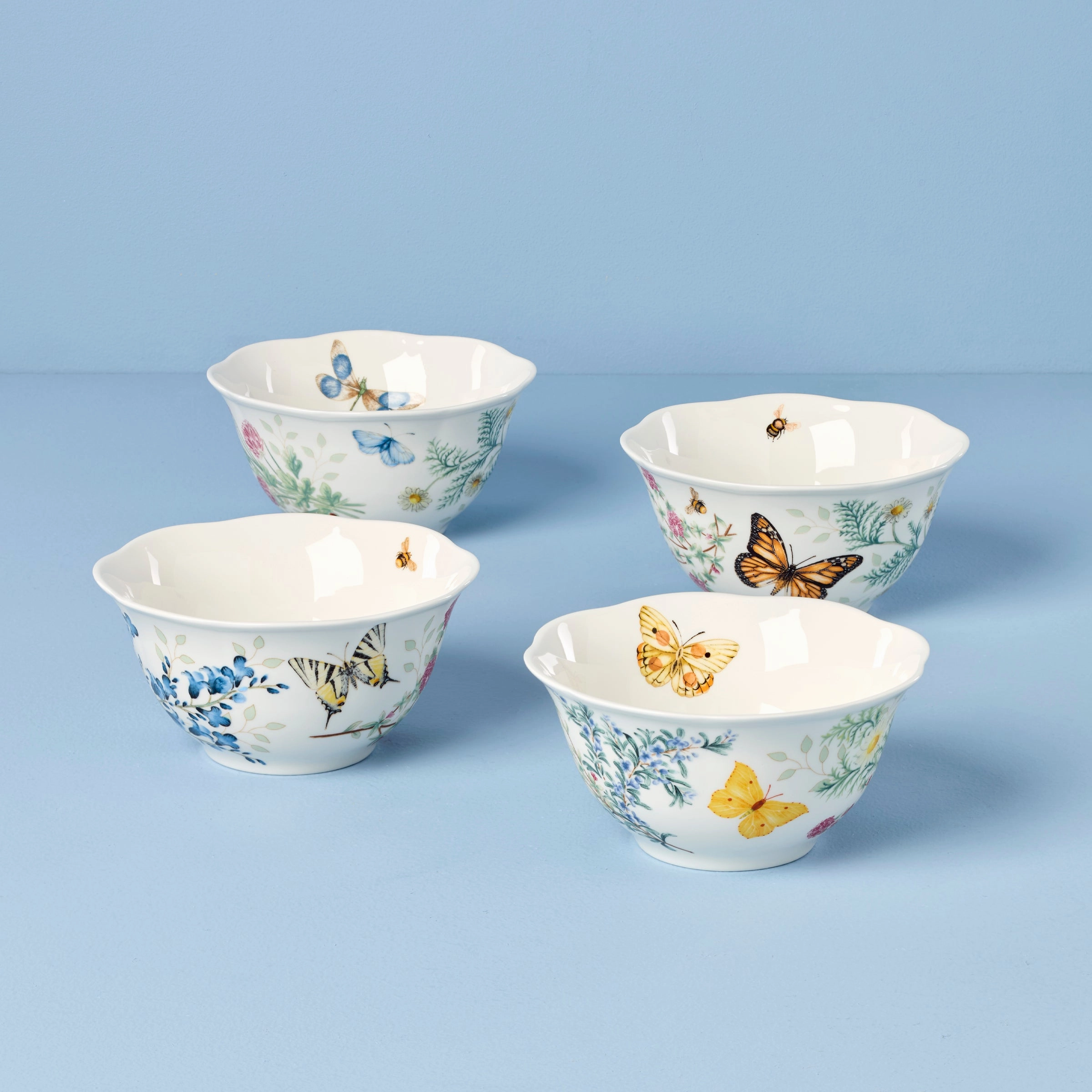 Butterfly Meadow Herbs Rice Bowls - Set of 4easter decorations ,easter centerpiece 