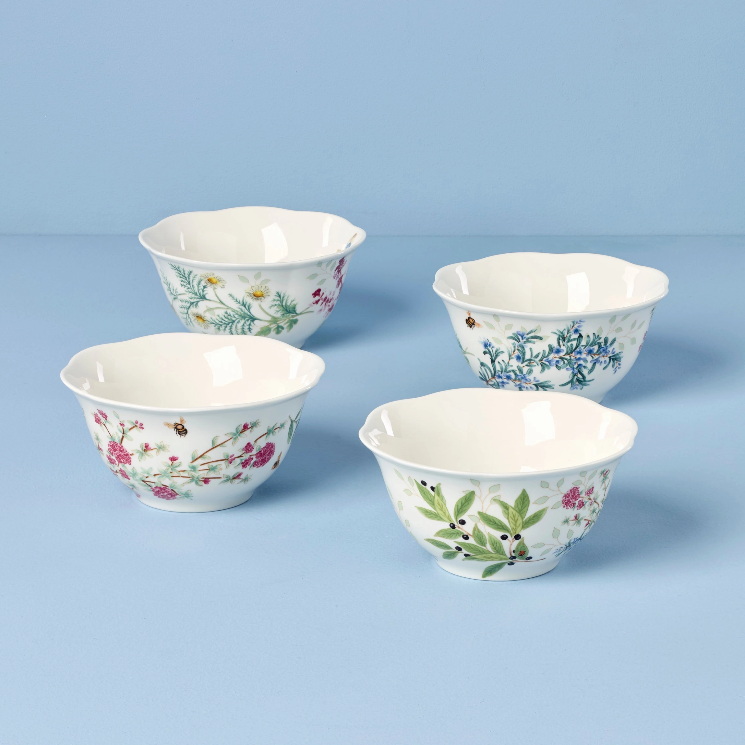 Butterfly Meadow Herbs Rice Bowls - Set of 4