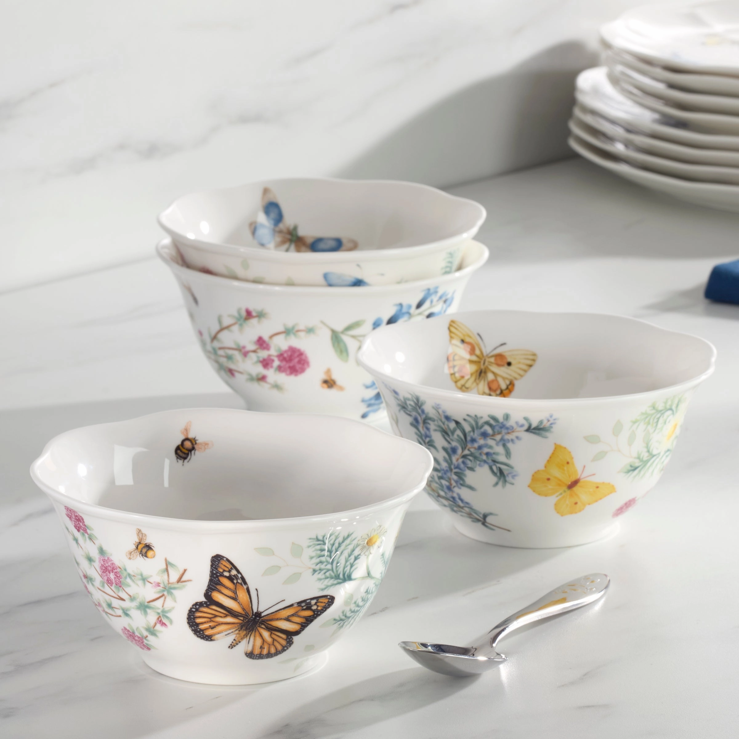 Butterfly Meadow Herbs Rice Bowls - Set of 4