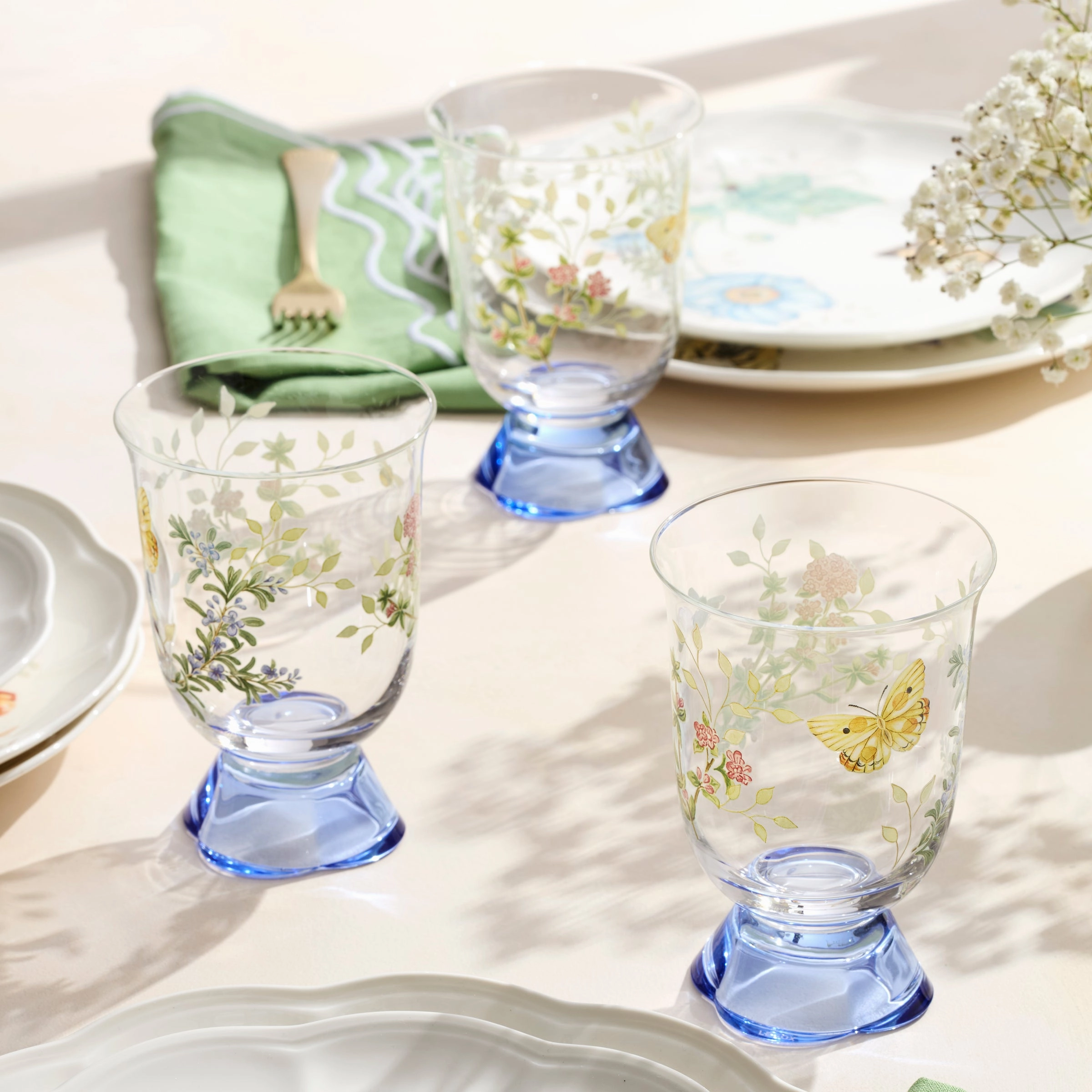 Butterfly Meadow Herbs Short Tumblers - Set Of 4