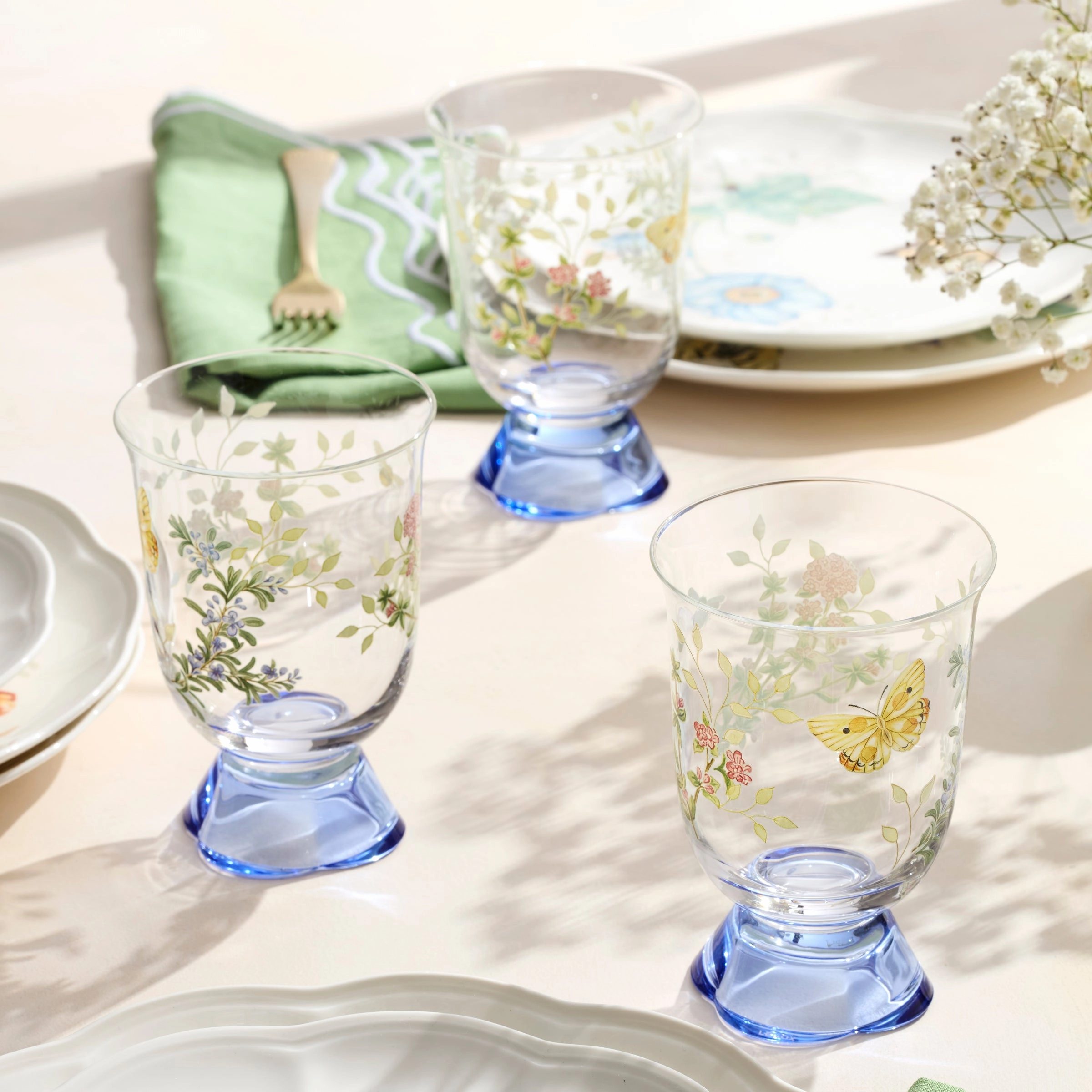 Butterfly Meadow Herbs Short Tumblers - Set Of 4