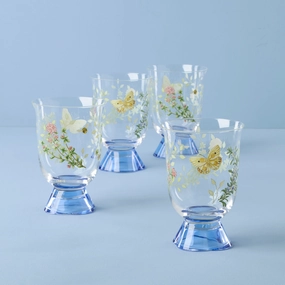 Butterfly Meadow Herbs Short Tumblers - Set Of 4glass cups ,personalized mugs 