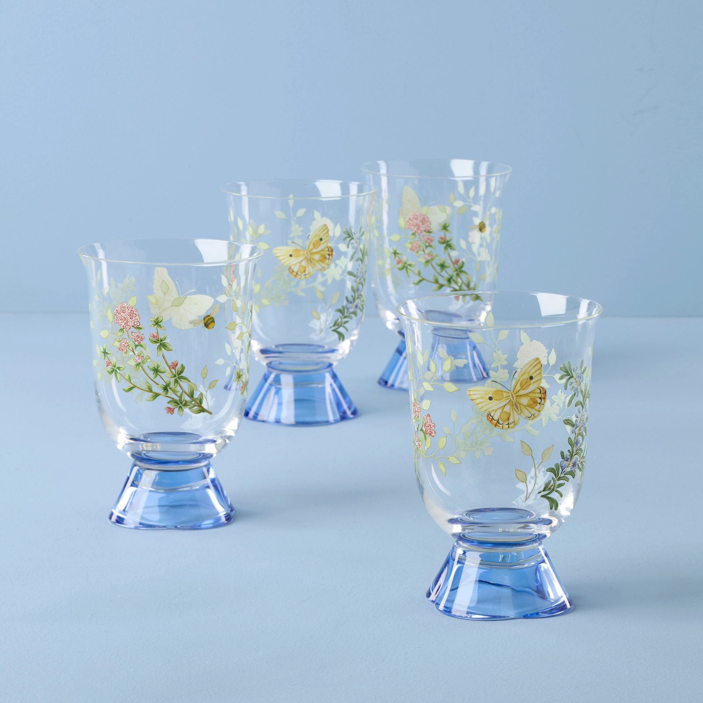 Butterfly Meadow Herbs Short Tumblers - Set Of 4glass cups ,personalized mugs 