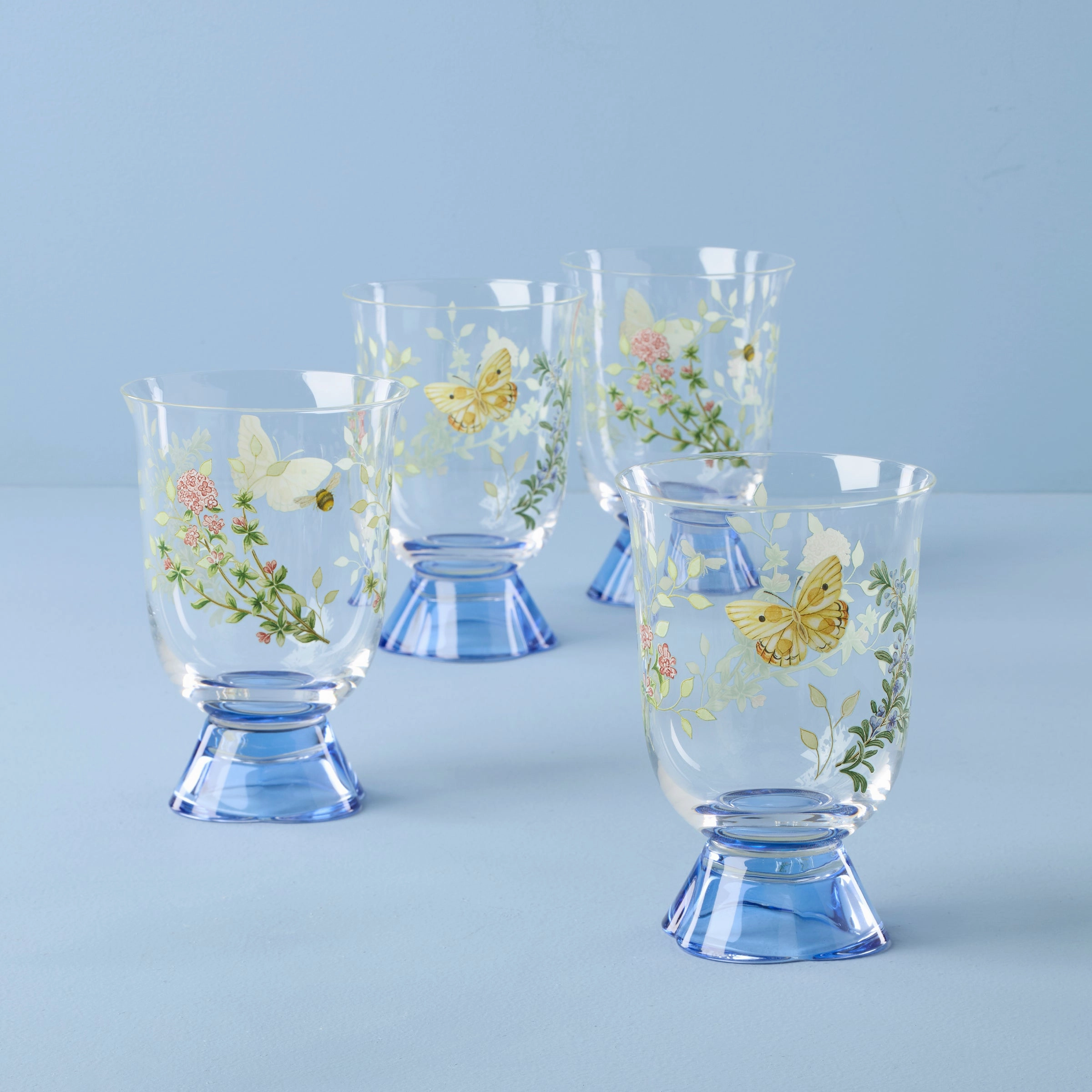 Butterfly Meadow Herbs Short Tumblers - Set Of 4summer decor ,outdoor summer decor 