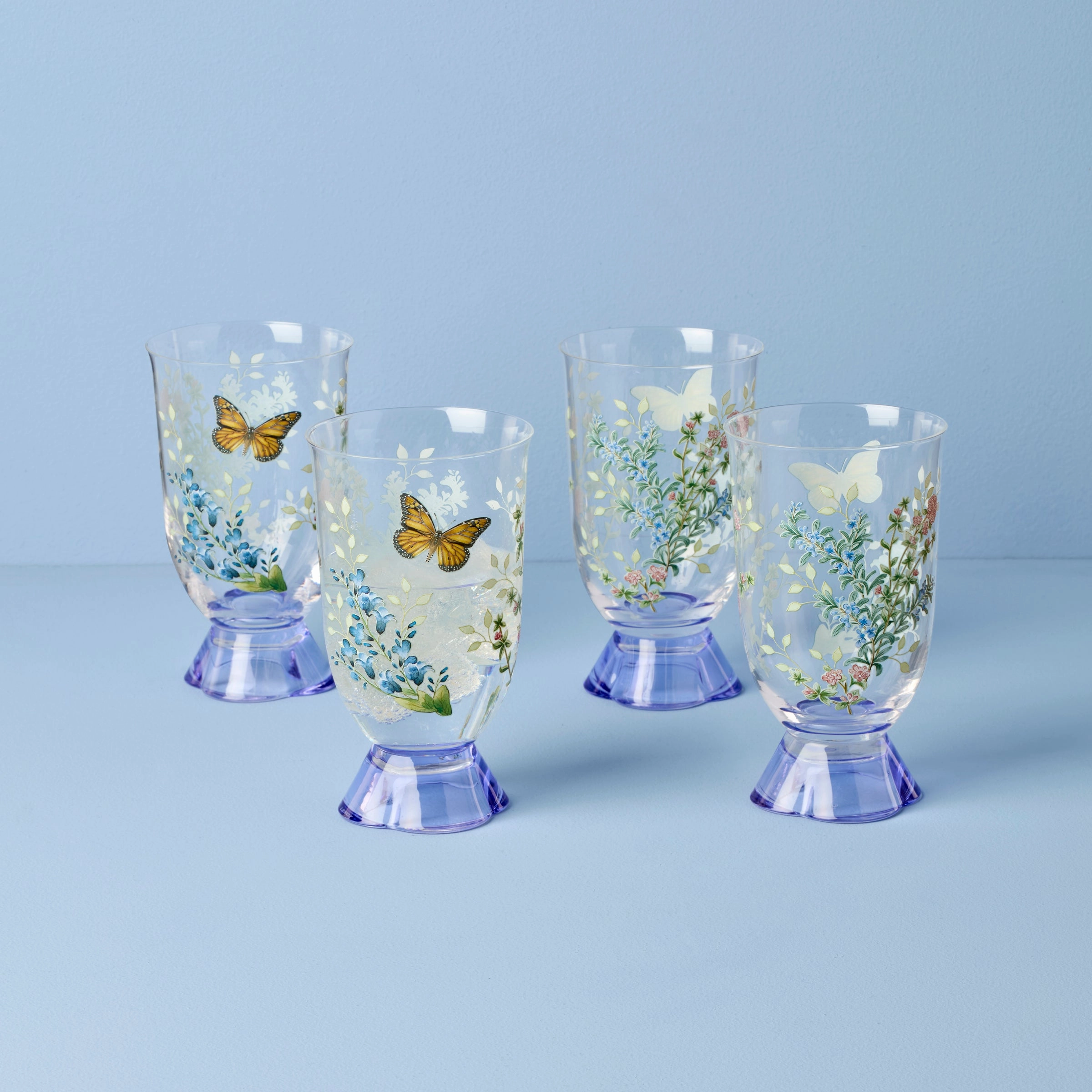 Butterfly Meadow Herbs Tall Tumblers - Set Of 4summer decor ,outdoor summer decor 