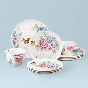 Butterfly Meadow Hydrangea 12-Piece Dinnerware Seteaster decorations ,easter centerpiece 
