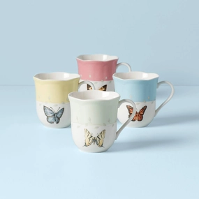 Butterfly Meadow Mugs - Set of 4easter decorations ,easter centerpiece 