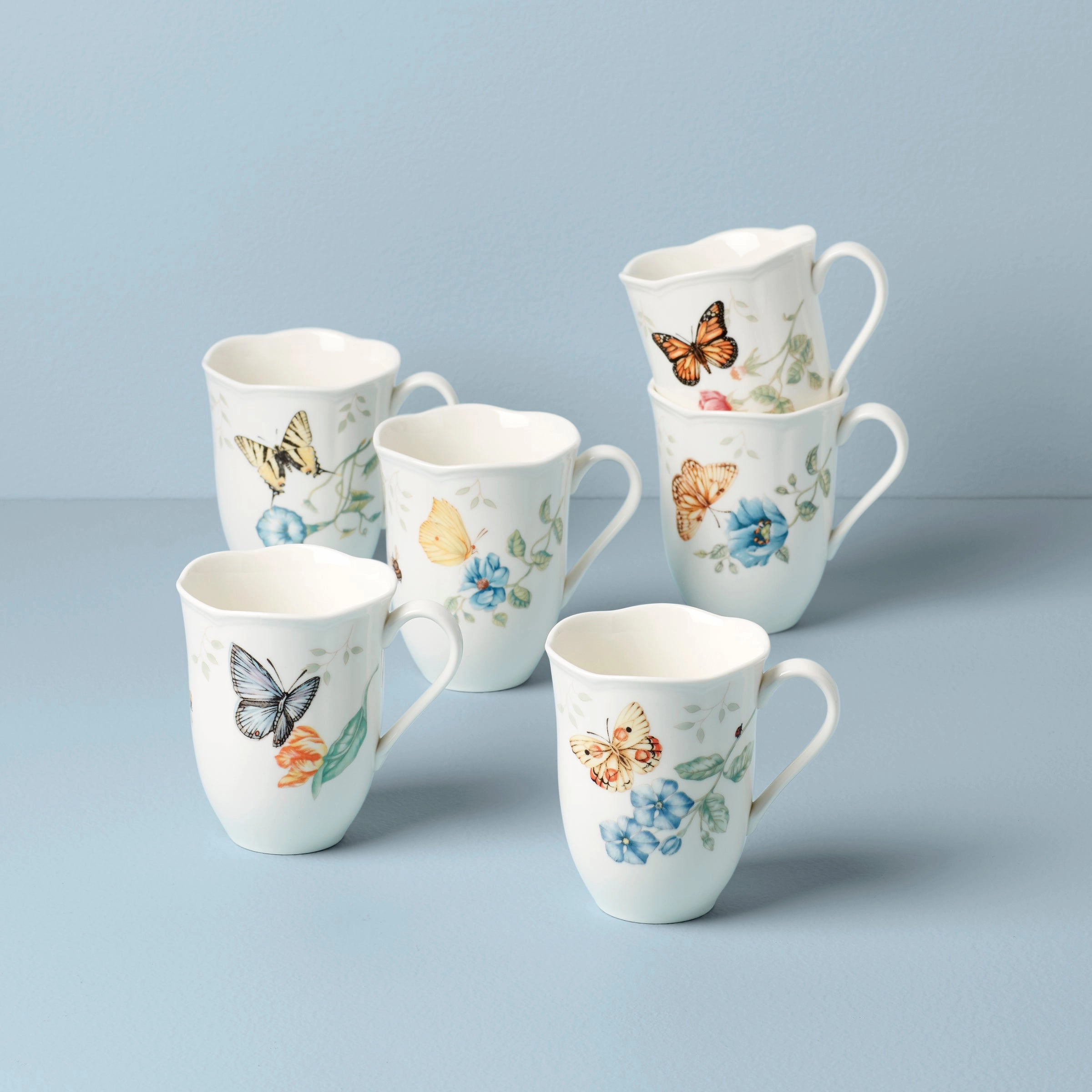 Butterfly Meadow Mugs - Set of 6easter decorations ,easter centerpiece 