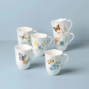 Butterfly Meadow Mugs - Set of 6easter decorations ,easter centerpiece 