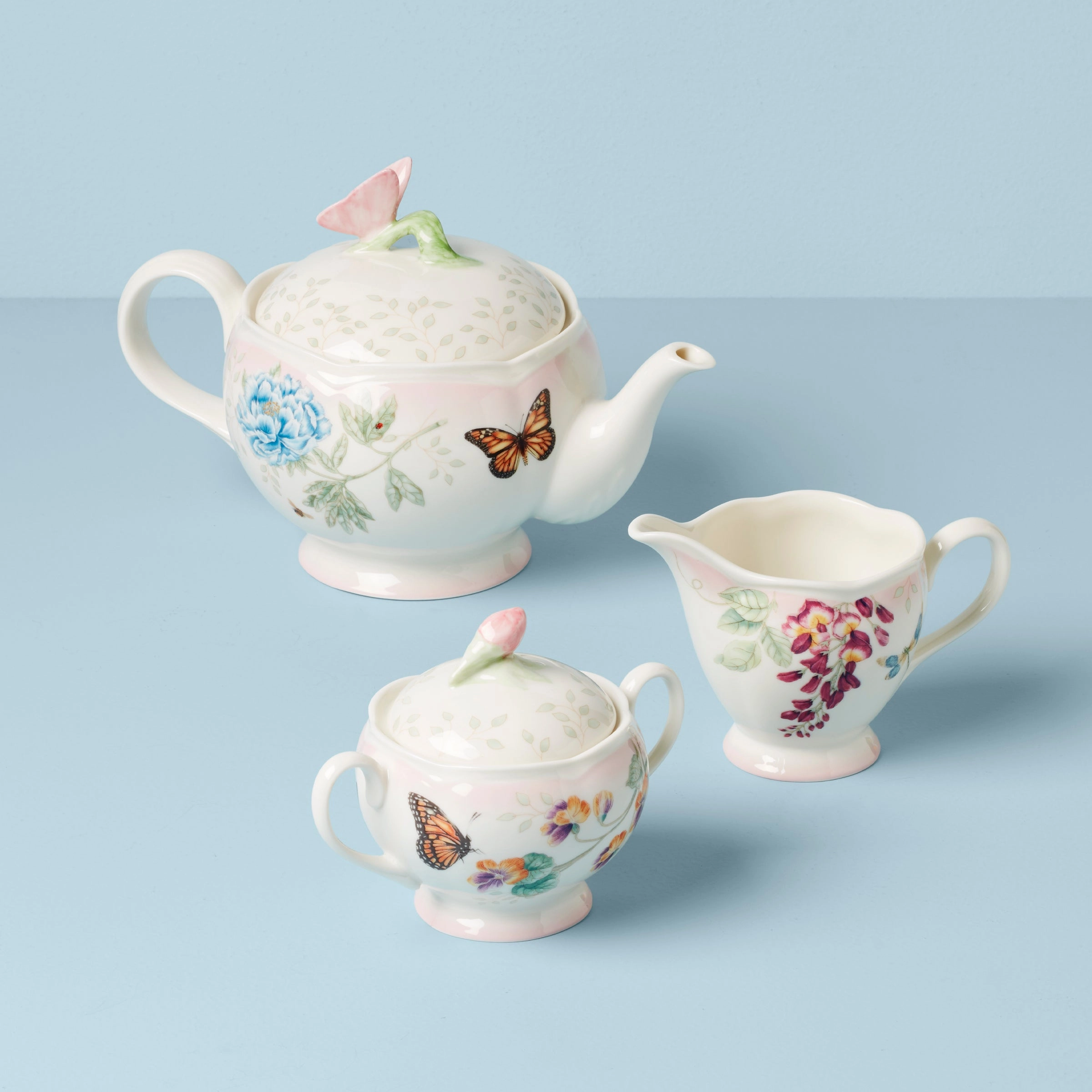 Butterfly Meadow Pink Ombre 5-Piece Tea Setmodern kitchen decor ,kitchen dinner set ,dinnerware 
