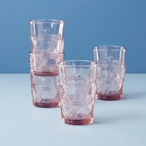 Butterfly Meadow Pink Tall Glasses - Set Of 4easter decorations ,easter centerpiece 