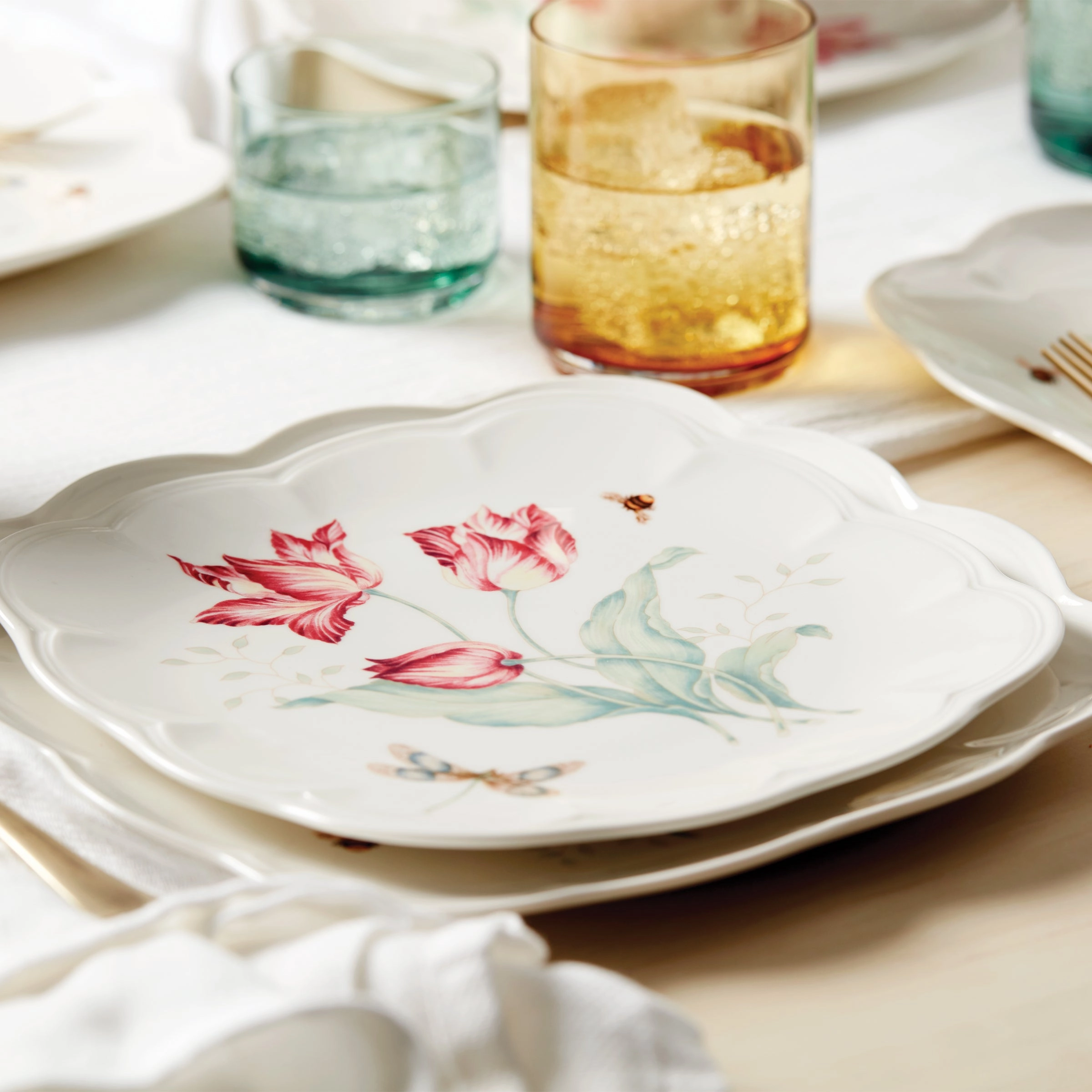 Butterfly Meadow Square Accent Plates - Set of 4