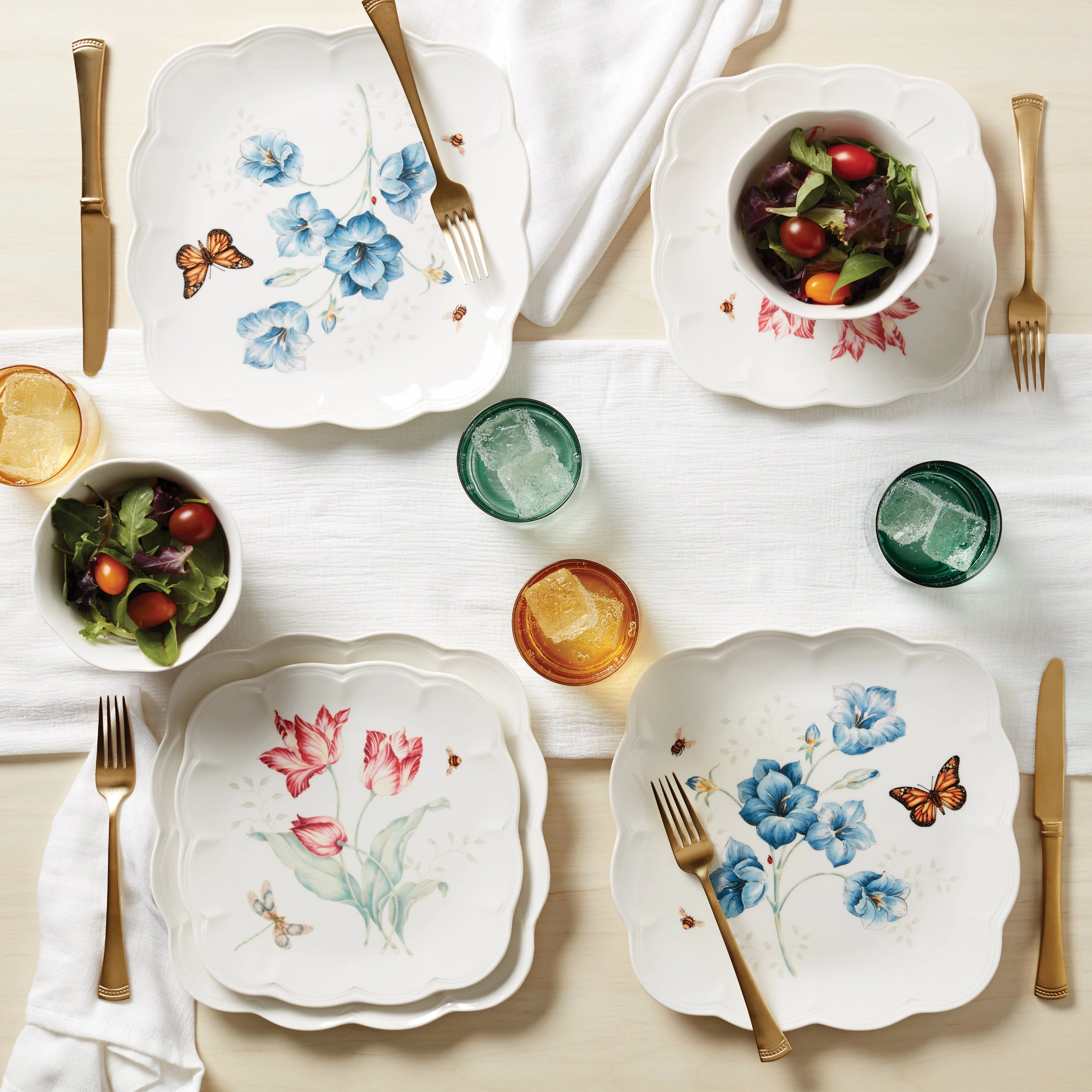Butterfly Meadow Square Accent Plates - Set of 4