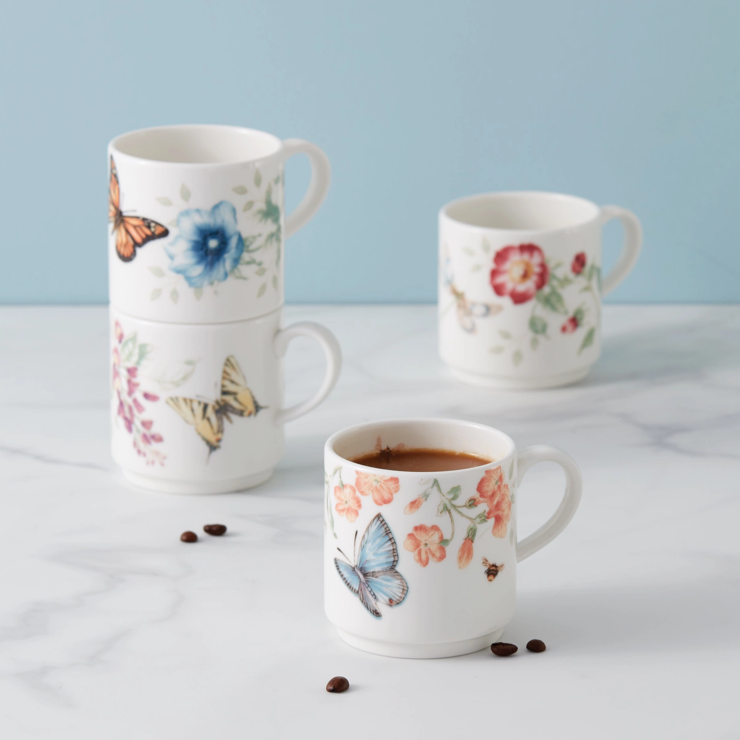 Butterfly Meadow Stacking Mugs - Set of 4
