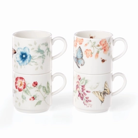 Butterfly Meadow Stacking Mugs - Set of 4modern kitchen decor ,kitchen dinner set ,dinnerware 