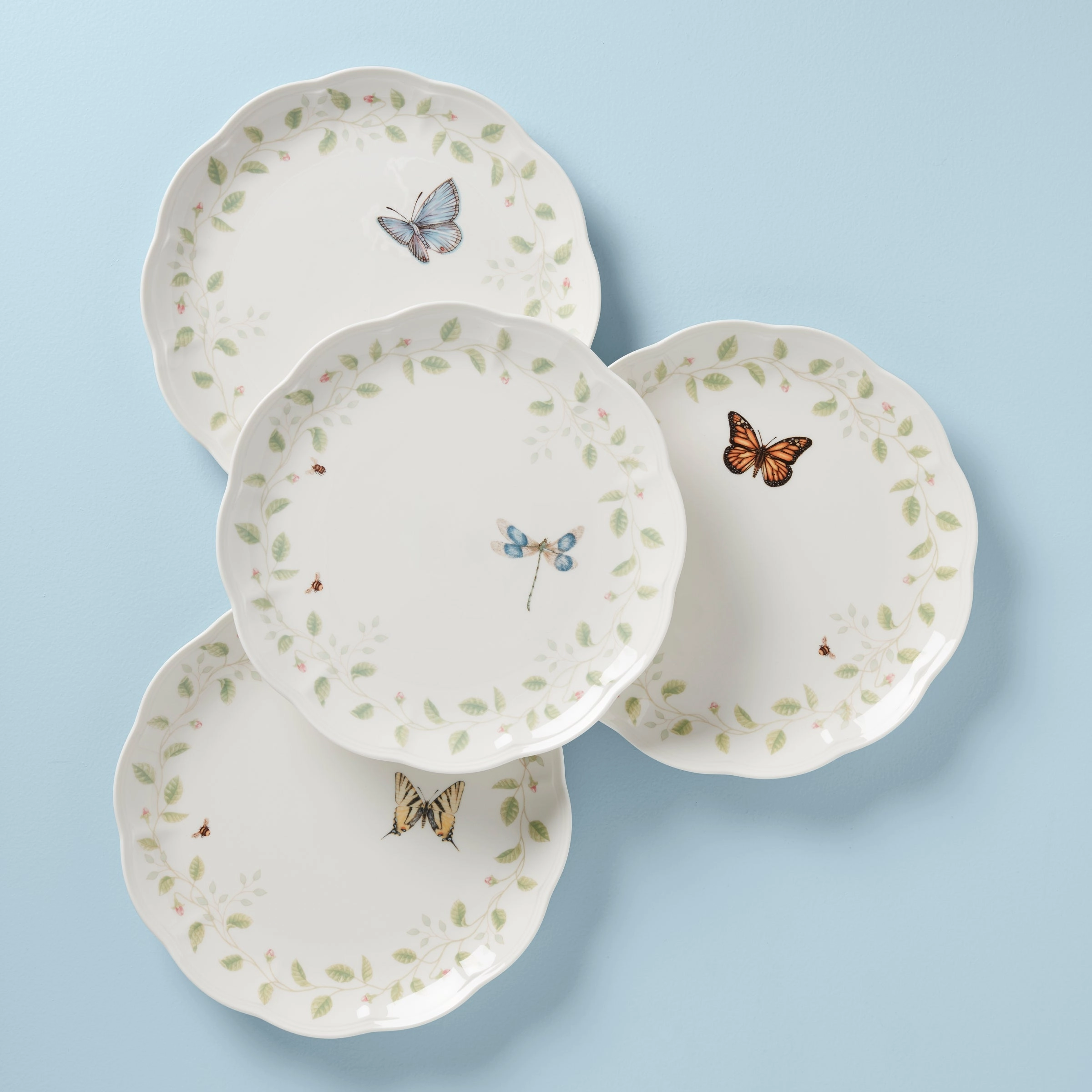 Butterfly Meadow Vines Dinner Plates - Set of 4easter decorations ,easter centerpiece 