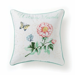 Butterfly Meadow Welcome Friends Pillow 18X18easter decorations ,easter centerpiece 