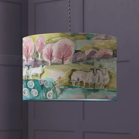 Buttermere Eva Lamp Shade Sweetpeareplacement lampshade,White Linen Drum Lampshade for Table or Floor Lamp