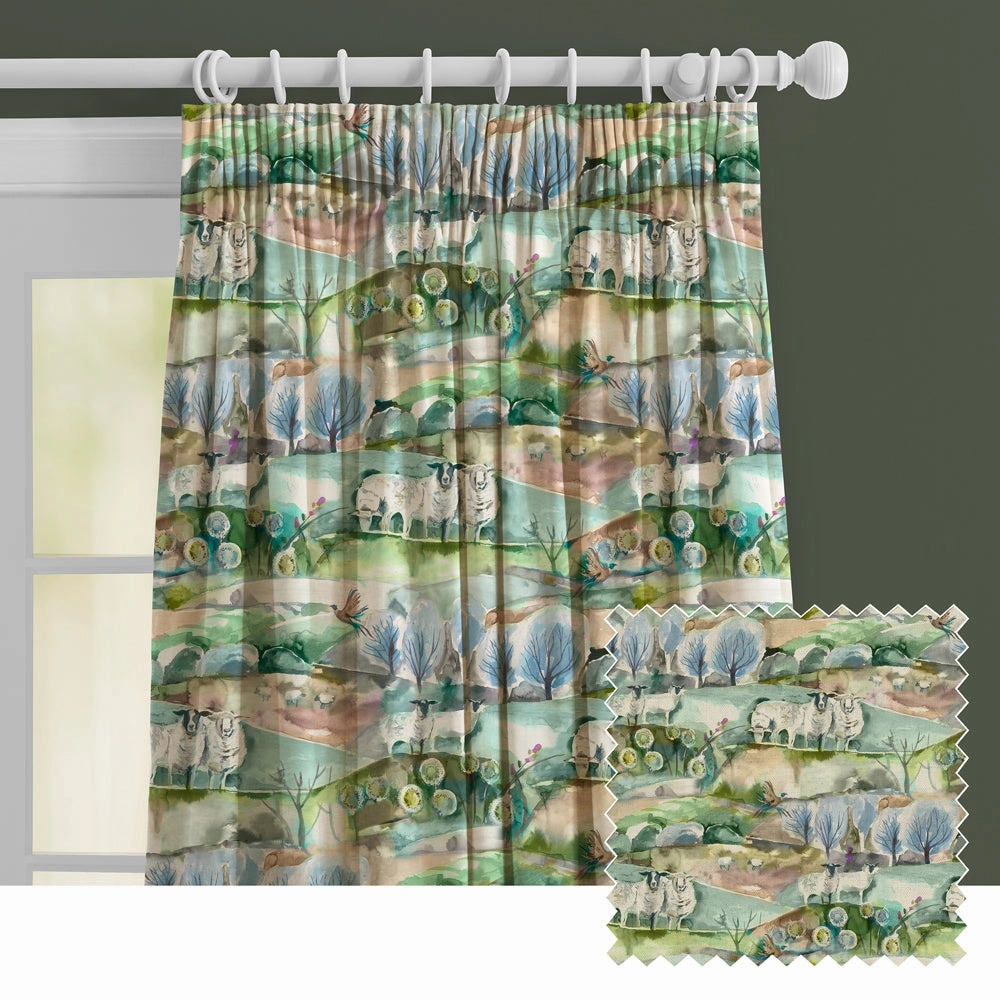 Buttermere Printed Made to Measure Curtains Sagebedding sets ,throw blankets 