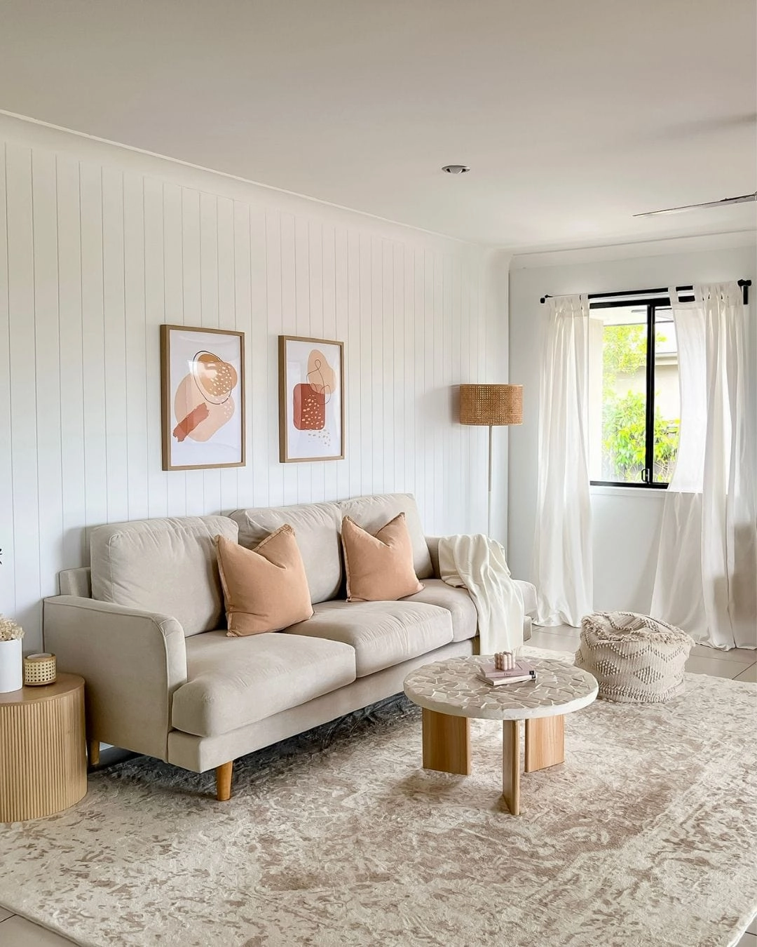 Cabanela Cream and Beige Distressed Washable Rug