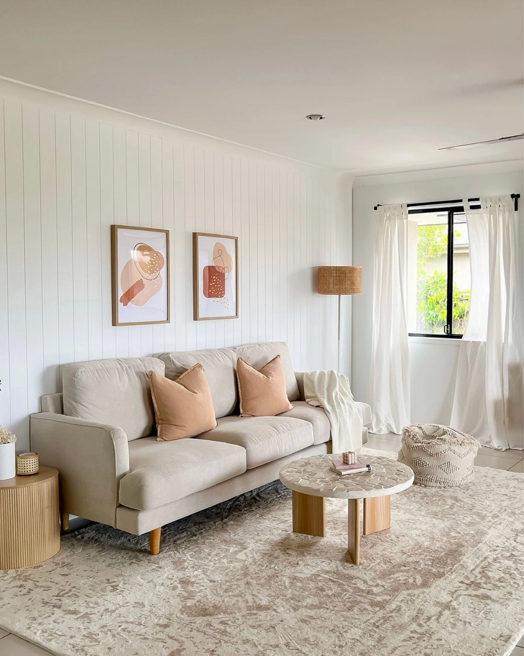 Cabanela Cream and Beige Distressed Washable Rug