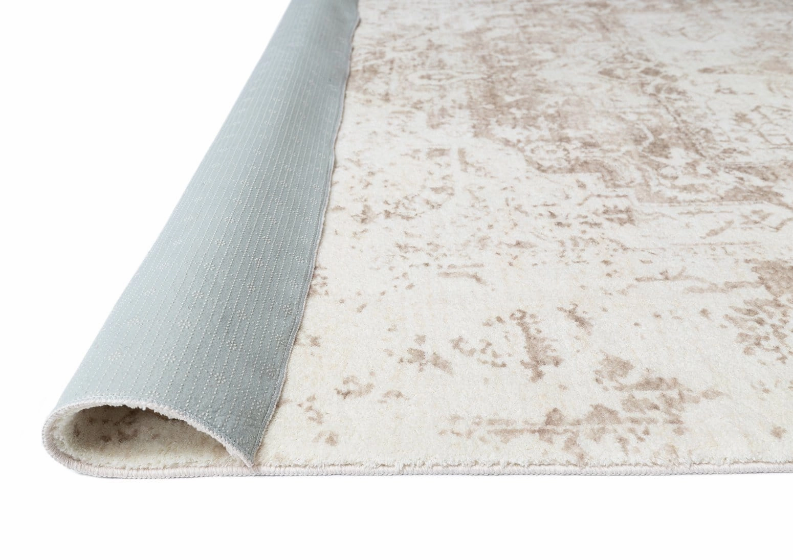 Cabanela Cream and Beige Distressed Washable Runner Rug