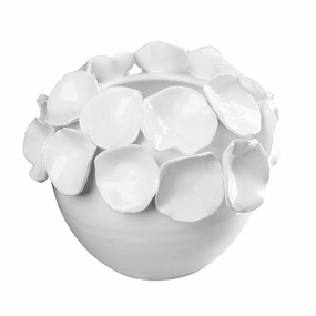 Cachepot with White Petals - 8" Tallnordic minimalist vase
