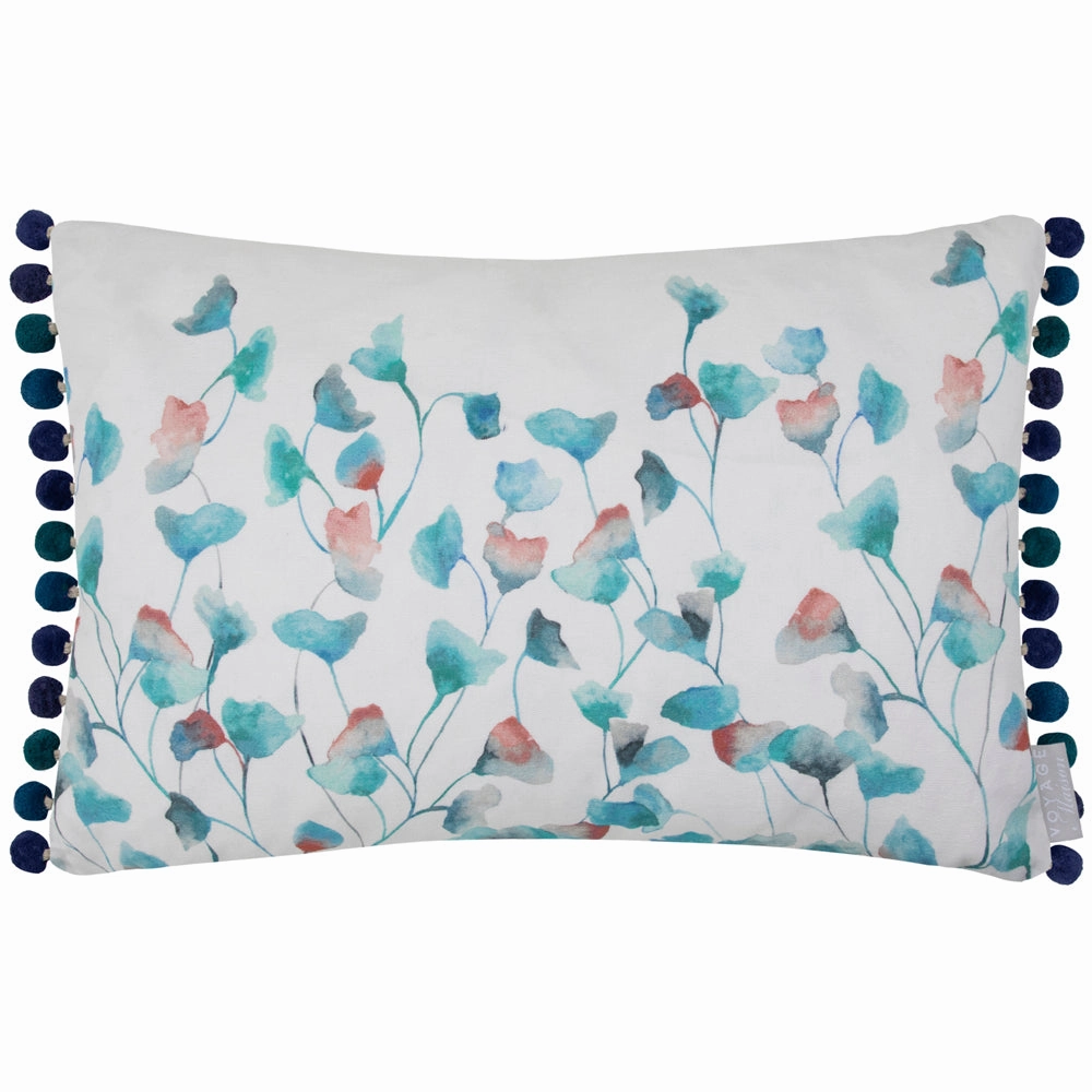 Cala Printed Pom Pom Cushion Marine