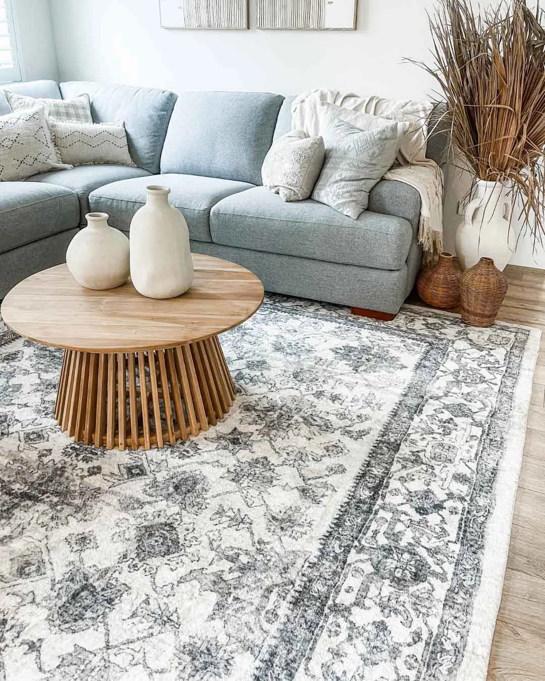 Calliope Grey and Ivory Distressed Washable Rug *NO RETURNS UNLESS FAULTY