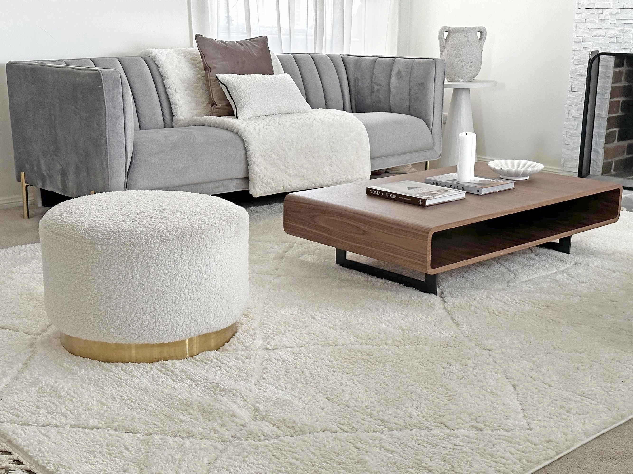 Calypso Ivory Cream Textured Tribal Tassel Rug