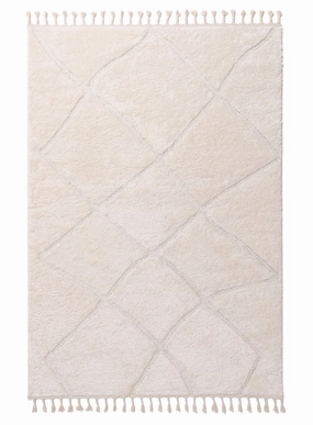 Calypso Ivory Cream Textured Tribal Tassel Rugmodern color block patchwork rug