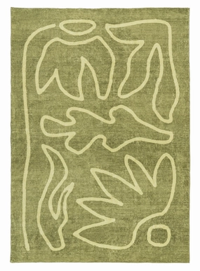 Canali Green Hand Drawn Washable Rugmodern color block patchwork rug