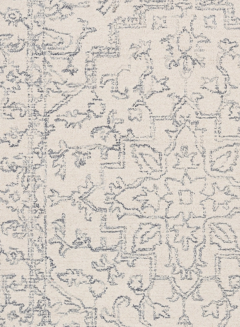 Capella Ivory Grey Medallion Tufted Wool Rug