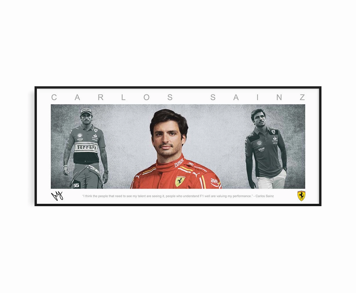 CARLOS SAINZ PANORAMIC COLLAGE PRINT SIGNED FRAMED WINGShandmade souvenirs