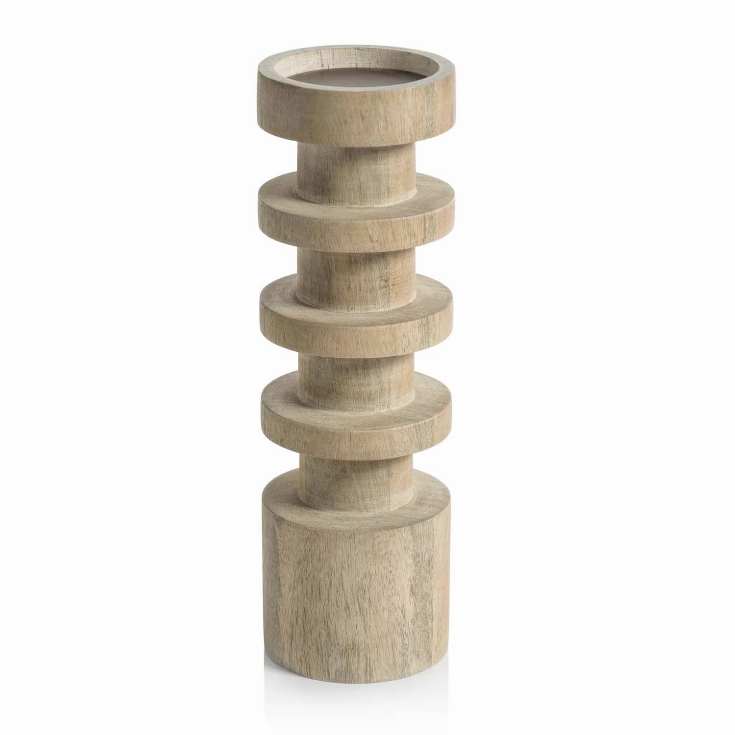 Carved Wood Candle Holder - 10"nordic style desktop ornaments