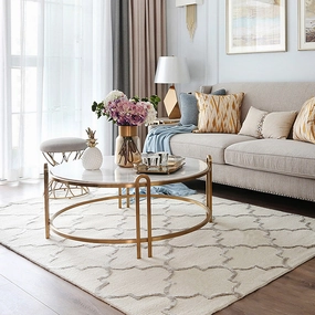 Caspar Cream Moroccan Pattern Wool Rugmodern color block patchwork rug