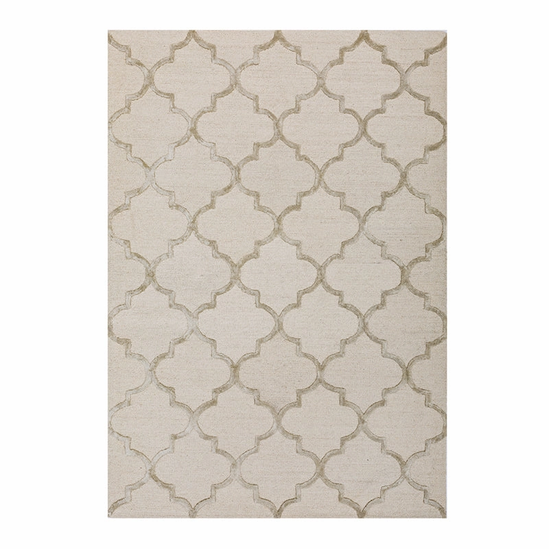 Caspar Cream Moroccan Pattern Wool Rug