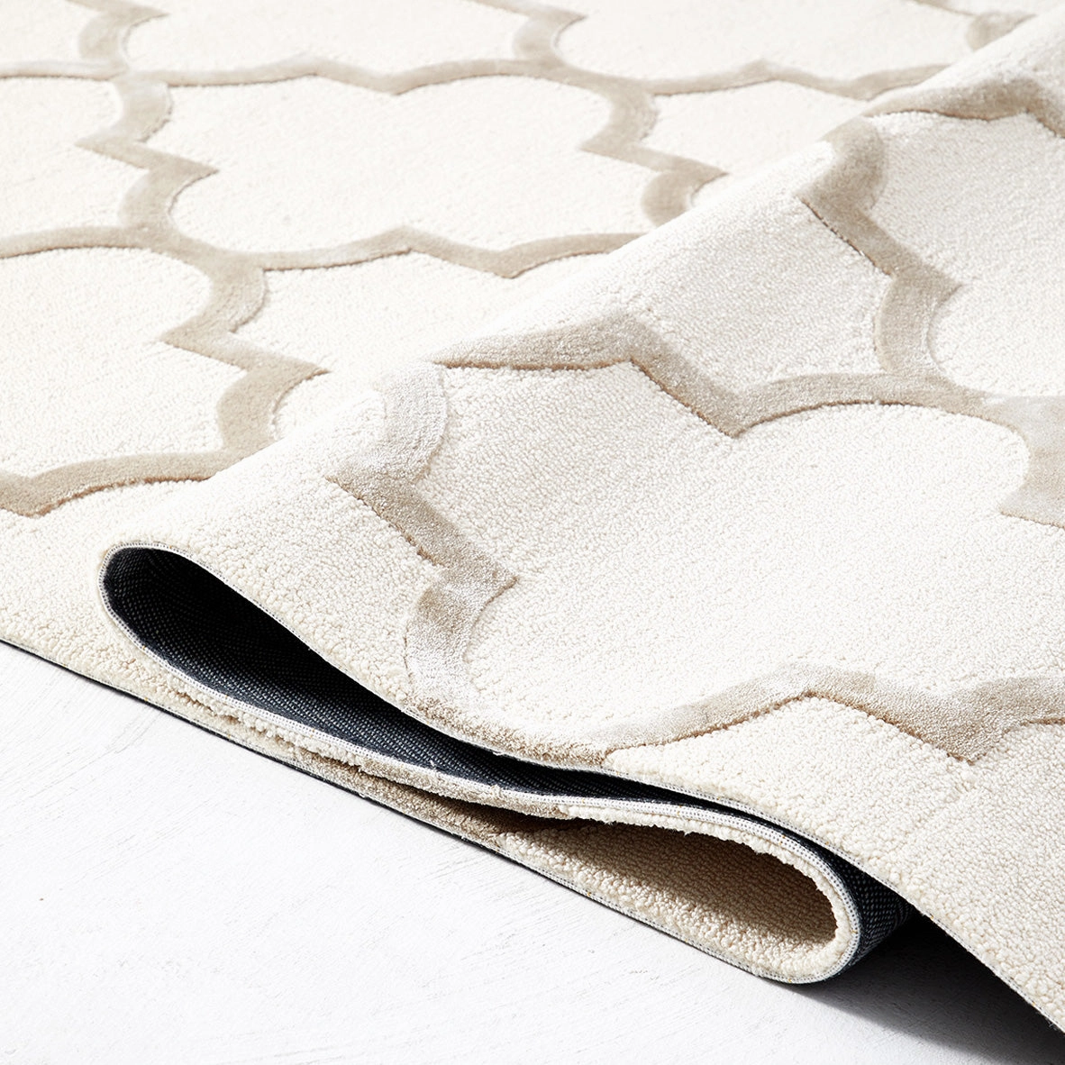 Caspar Cream Moroccan Pattern Wool Rug