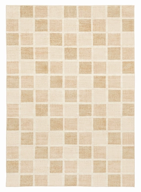Caspia Beige Brown Checkered Washable Rugmodern color block patchwork rug