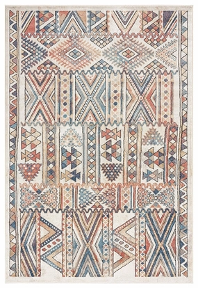 Cassie Orange And Blue Multi Colour Tribal Rugmodern color block patchwork rug