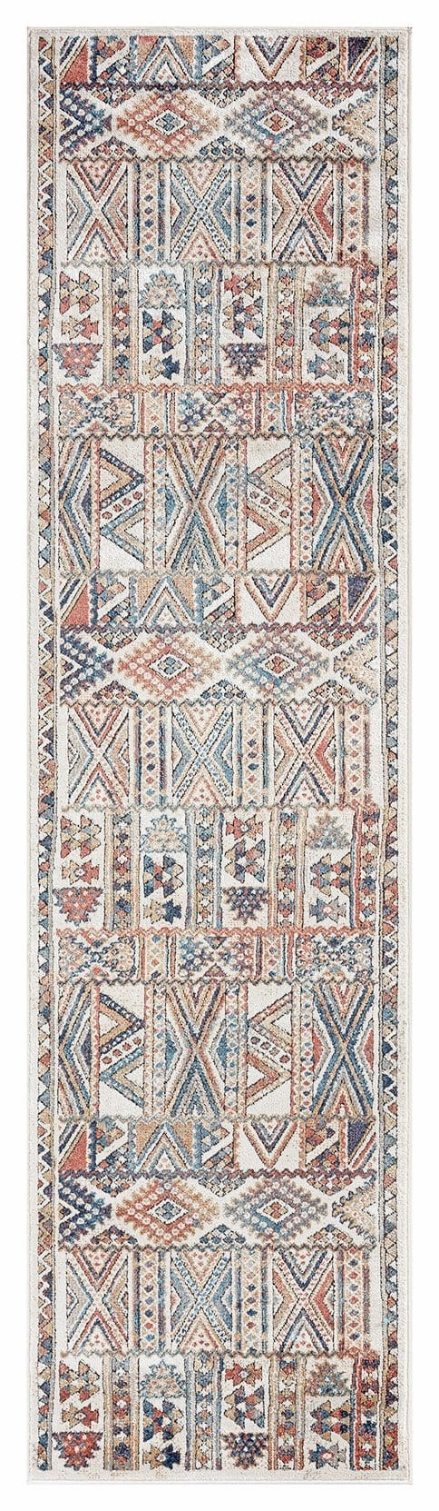 Cassie Orange And Blue Multi Colour Tribal Runner Rugmodern color block patchwork rug