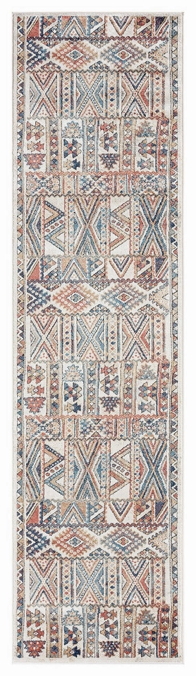 Cassie Orange And Blue Multi Colour Tribal Runner Rugmodern color block patchwork rug