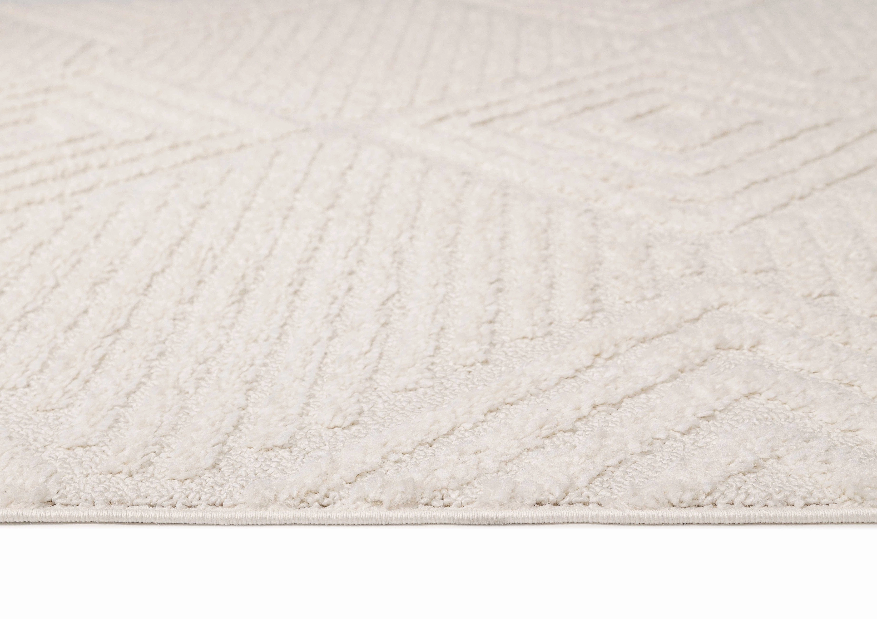 Catriona Ivory Cream Geometric Textured Rug