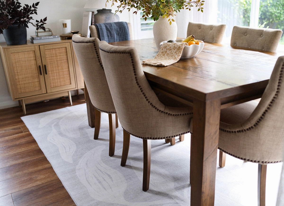 Cattleya Grey Botanical Washable Rug