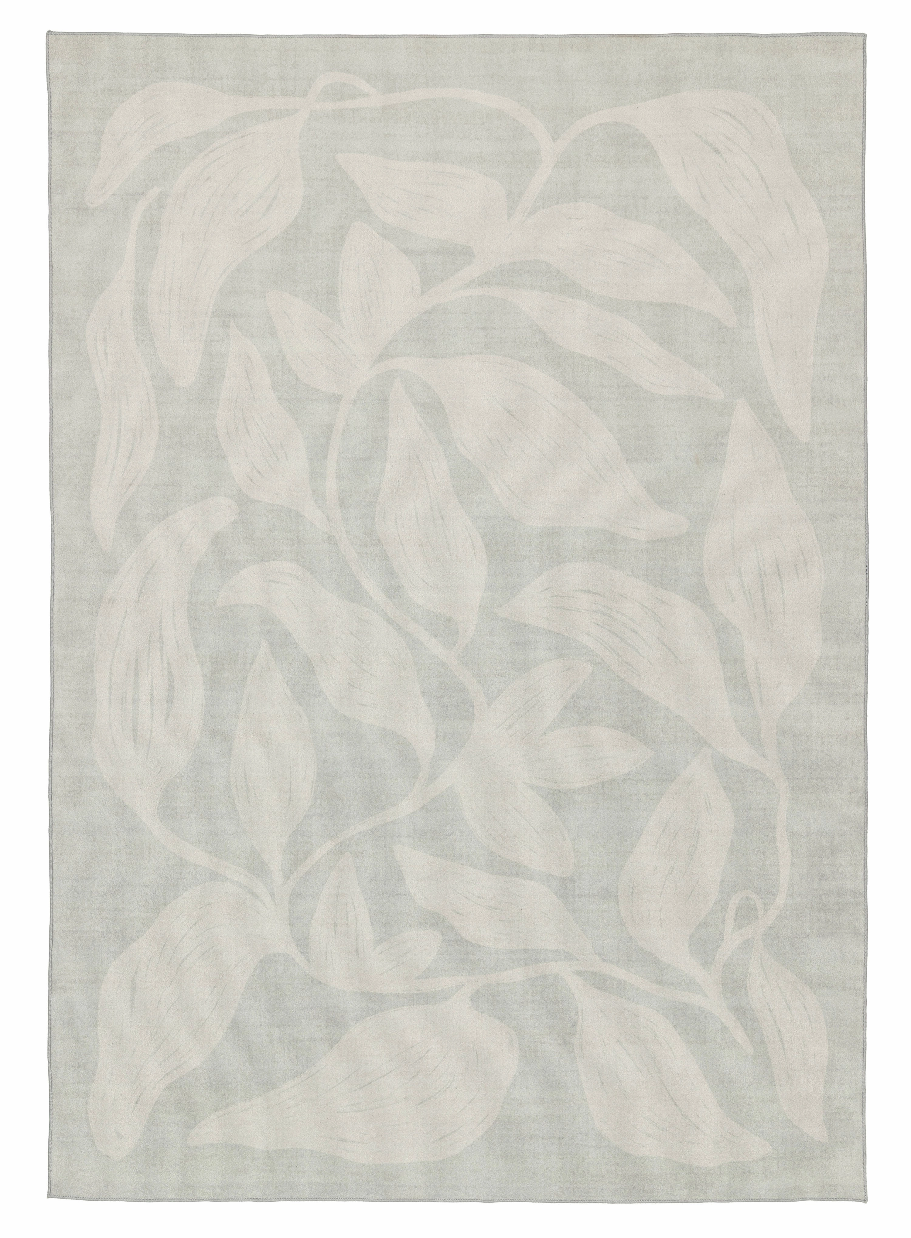 Cattleya Grey Botanical Washable Rugmodern color block patchwork rug