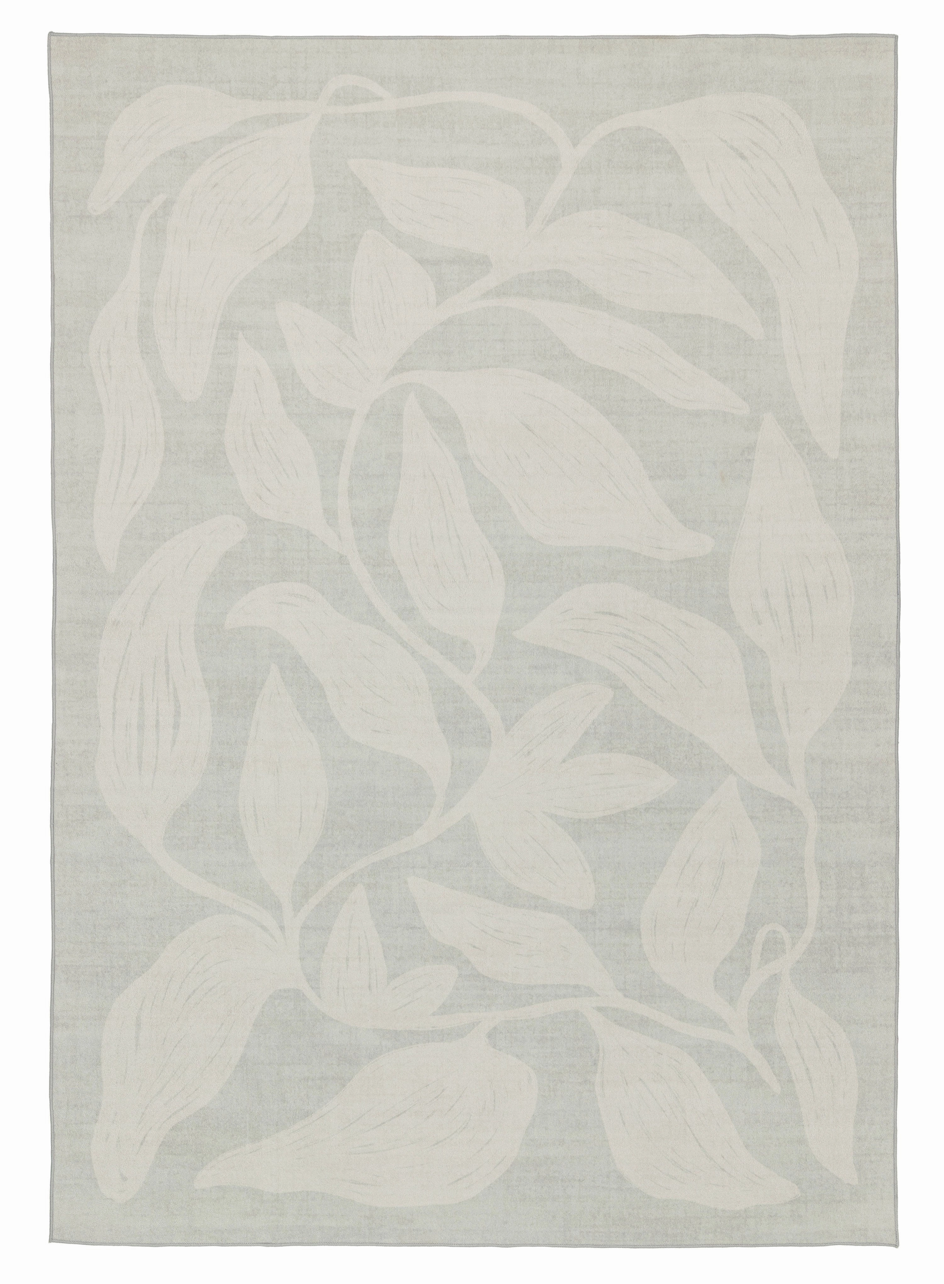Cattleya Grey Botanical Washable Rugmodern color block patchwork rug