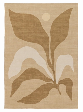 Cece Beige and Brown Botanical Washable Rugmodern color block patchwork rug