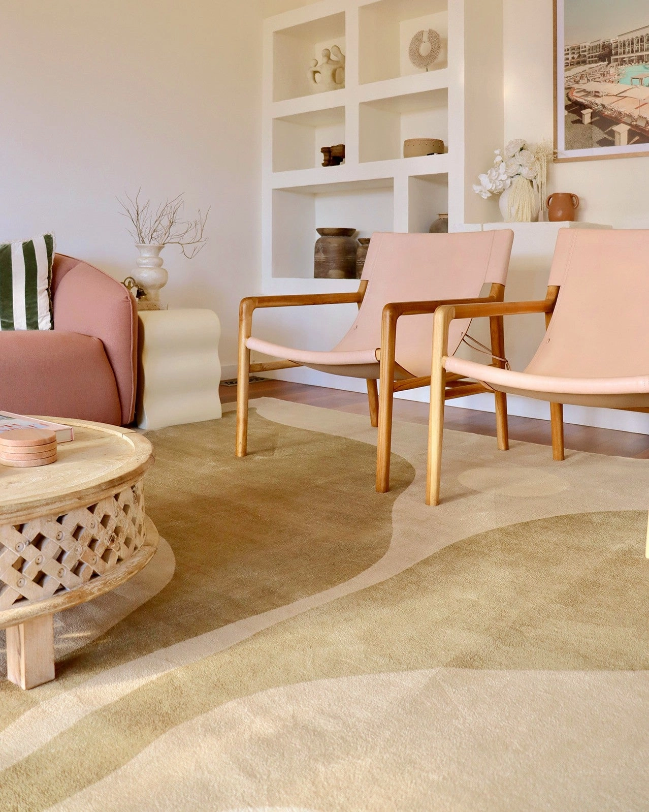 Cece Beige and Brown Botanical Washable Rug